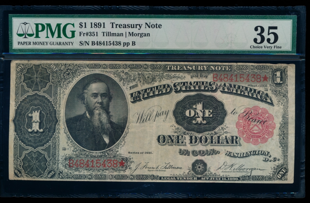 Fr. 351 1891 $1  Treasury Note  PMG 35 B48415438*