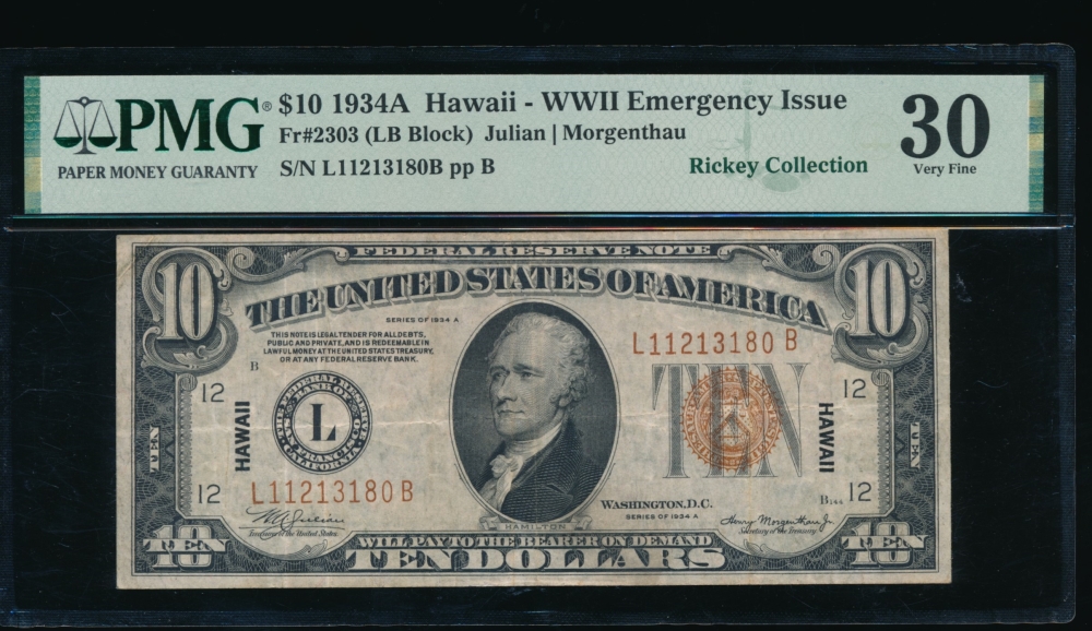 Fr. 2303 1934A $10  Hawaii  PMG 30 L11213180B