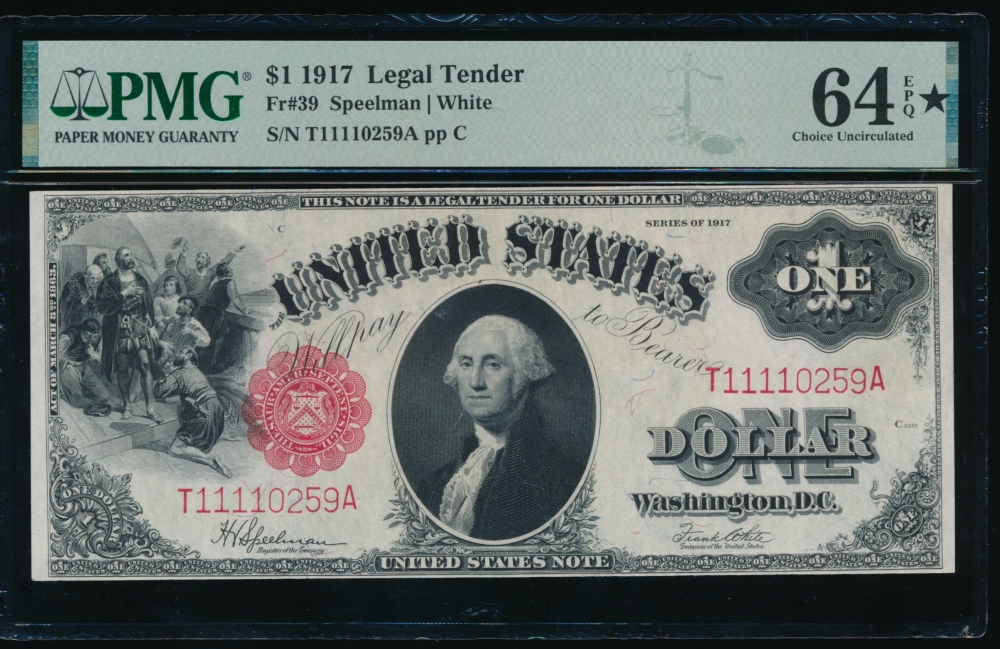 Fr. 39 1917 $1  Legal Tender  PMG 64EPQ* T11110259A