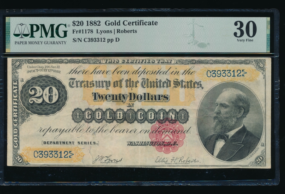 Fr. 1178 1882 $20  Gold Certificate  PMG 30 C393312