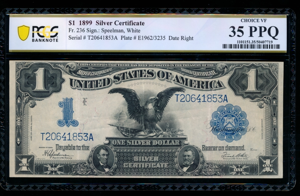 Fr. 236 1899 $1  Silver Certificate  PCGS 35PPQ T20641853A