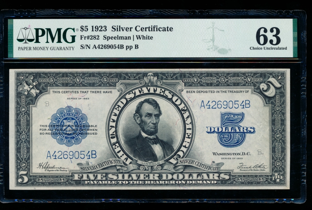 Fr. 282 1923 $5  Silver Certificate  PMG 63 A4269054B