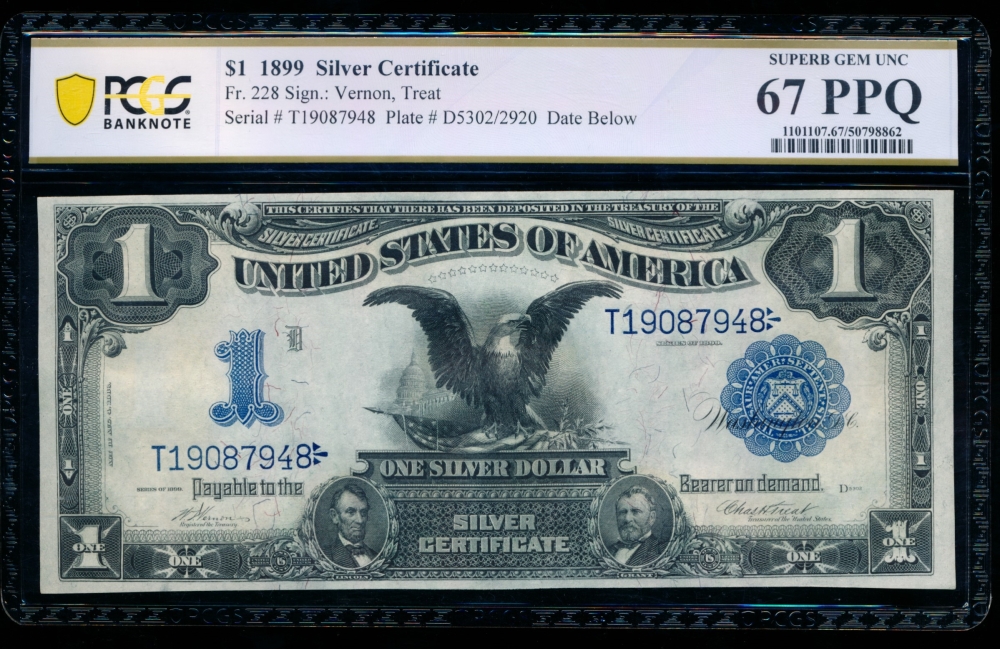 Fr. 228 1899 $1  Silver Certificate  PCGS 67PPQ T19087948