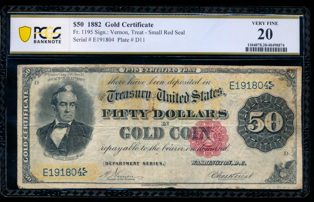 Fr. 1195 1882 $50  Gold Certificate  PCGS 20 E191804