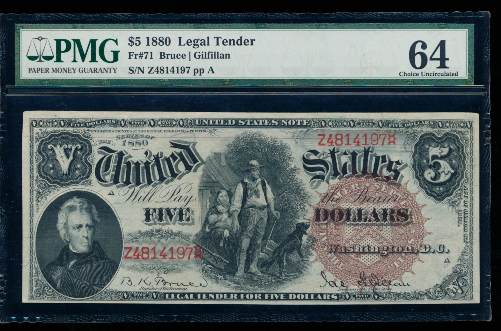 Fr. 71 1880 $5  Legal Tender  PMG 64 Z4814197