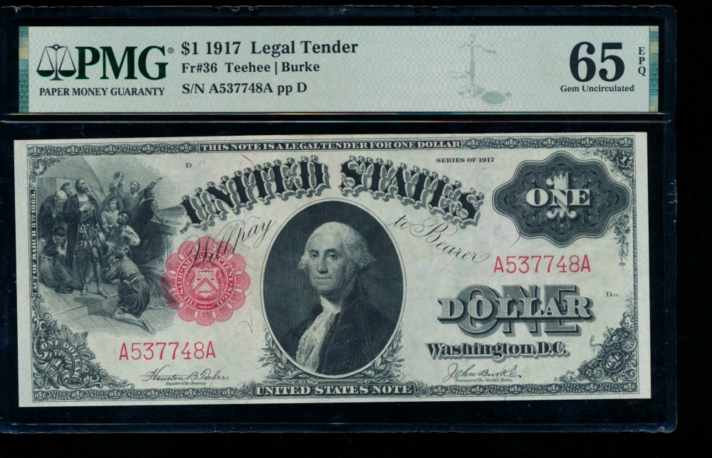 Fr. 36 1917 $1  Legal Tender  PMG 65EPQ A537748A