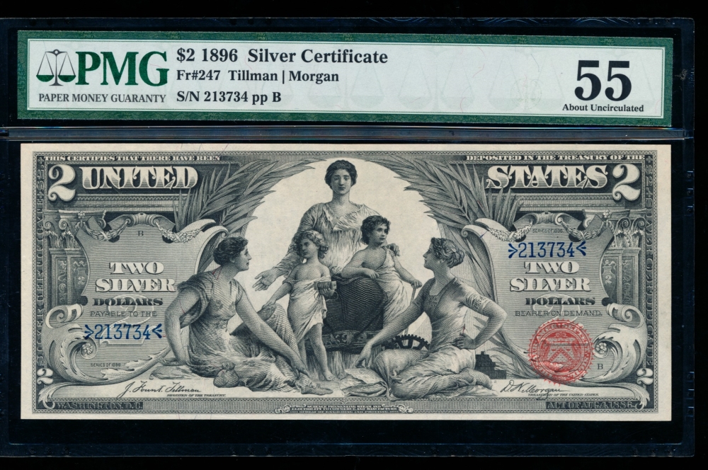 Fr. 247 1896 $2  Silver Certificate  PMG 55 213734