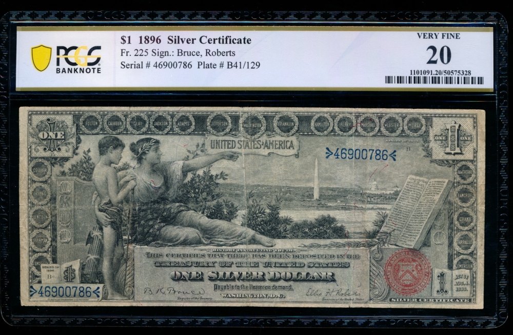 Fr. 225 1896 $1  Silver Certificate  PCGS 20 46900786