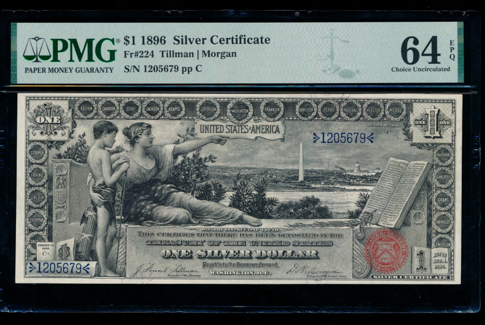 Fr. 224 1896 $1  Silver Certificate  PMG 64EPQ 1205679