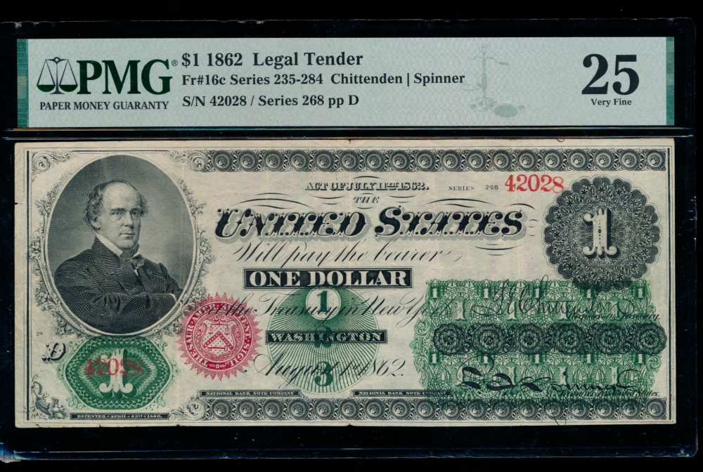 Fr. 16c 1862 $1  Legal Tender  PMG 25 268-42028