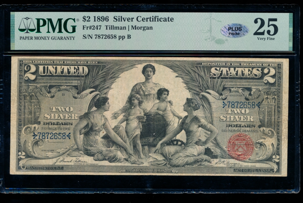 Fr. 247 1896 $2  Silver Certificate  PMG 25 7872658