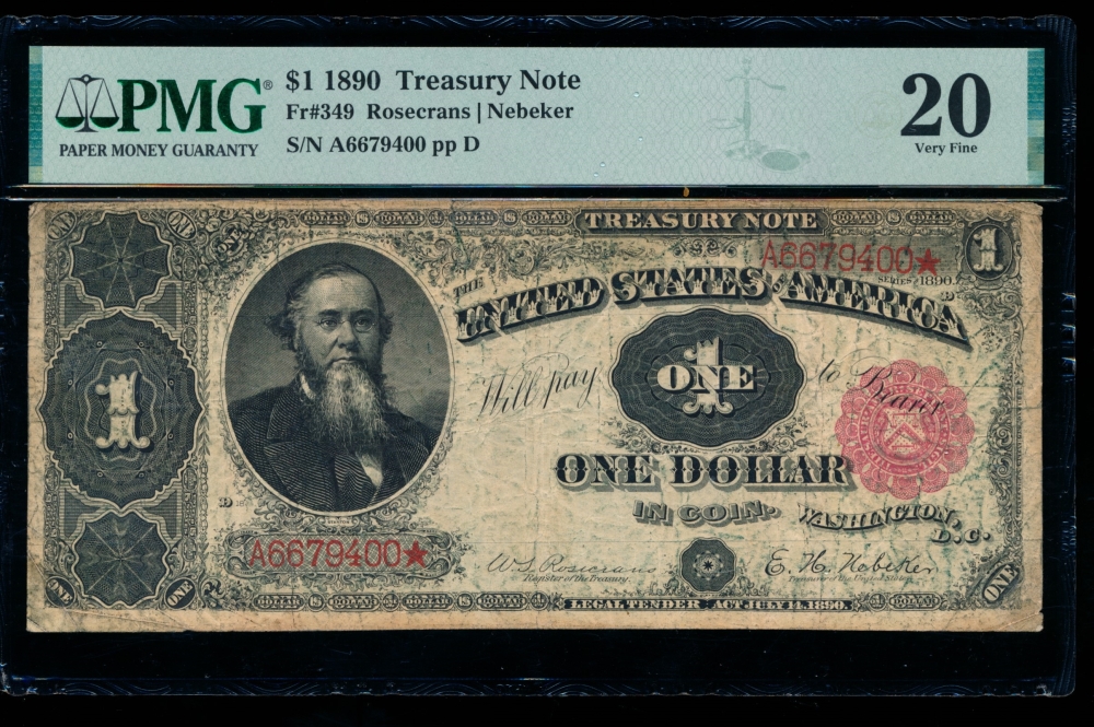 Fr. 349 1890 $1  Treasury Note  PMG 20 A6679400*