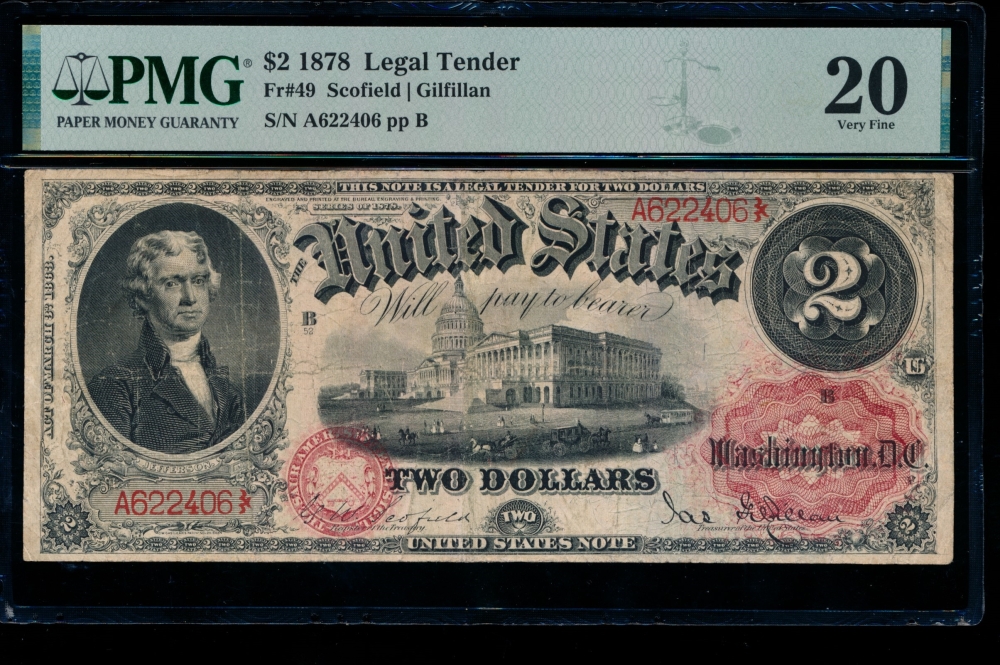 Fr. 49 1878 $2  Legal Tender  PMG 20 A622406