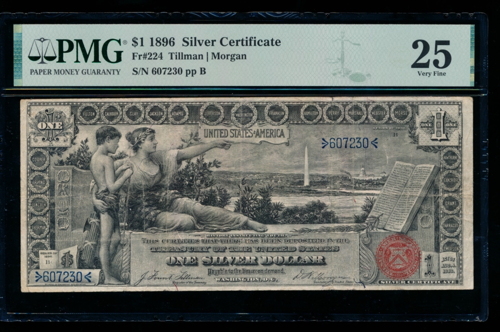 Fr. 224 1896 $1  Silver Certificate  PMG 25 607230