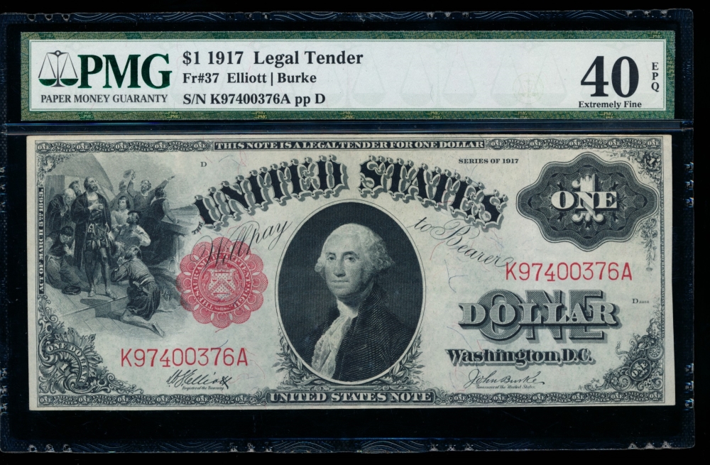 Fr. 37 1917 $1  Legal Tender  PMG 40EPQ K97400376A