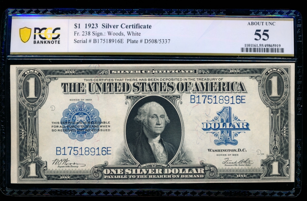 Fr. 238 1923 $1  Silver Certificate  PCGS 55 B17518916E