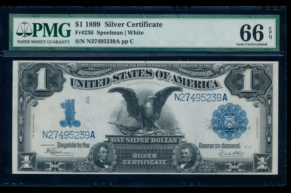 Fr. 236 1899 $1  Silver Certificate  PMG 66EPQ N27495239A