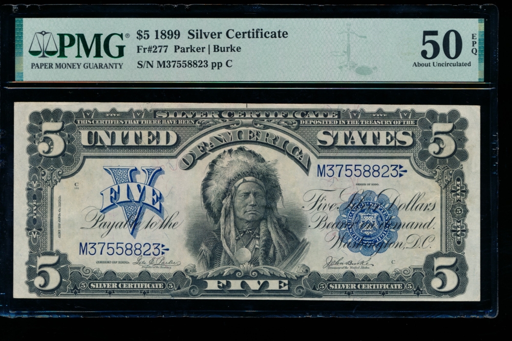 Fr. 277 1899 $5  Silver Certificate  PMG 50EPQ M37558823