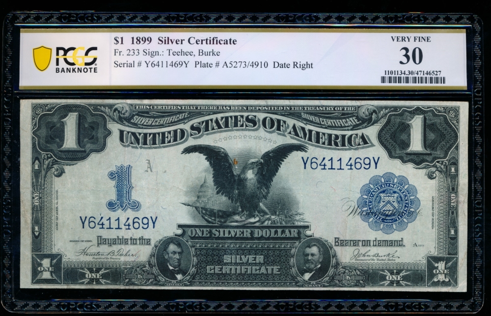 Fr. 233 1899 $1  Silver Certificate  PCGS 30 Y6411469Y