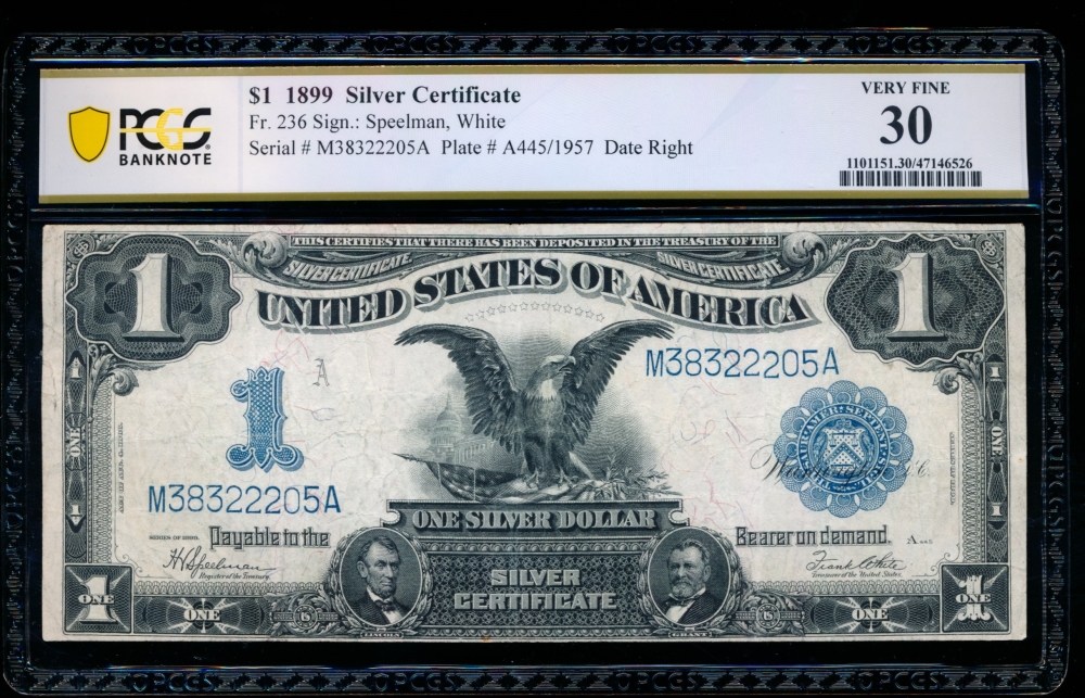 Fr. 236 1899 $1  Silver Certificate  PCGS 30 M38322205A