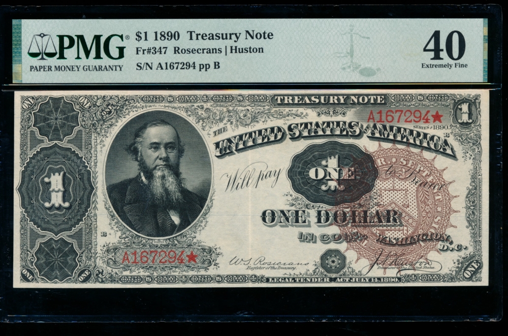 Fr. 347 1890 $1  Treasury Note  PMG 40 A167294