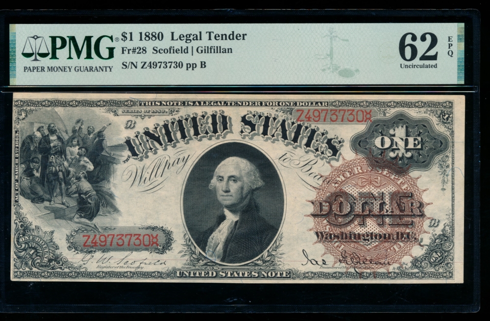 Fr. 28 1880 $1  Legal Tender  PMG 62EPQ Z4973730