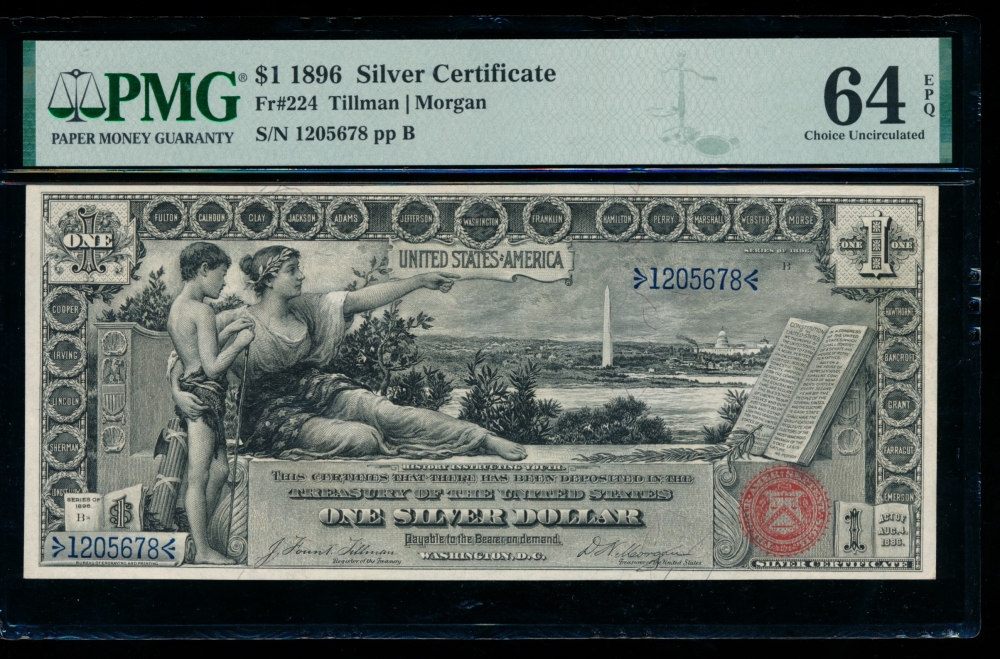 Fr. 224 1896 $1  Silver Certificate  PMG 64EPQ 1205678
