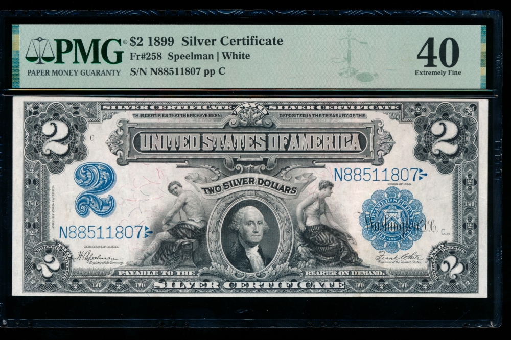 Fr. 258 1899 $2  Silver Certificate  PMG 40 N88511807