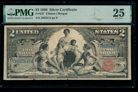 Fr. 247 1896 $2  Silver Certificate  PMG 25 comment 2823512