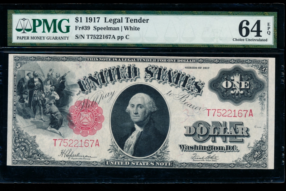 Fr. 39 1917 $1  Legal Tender  PMG 64EPQ T7522167A