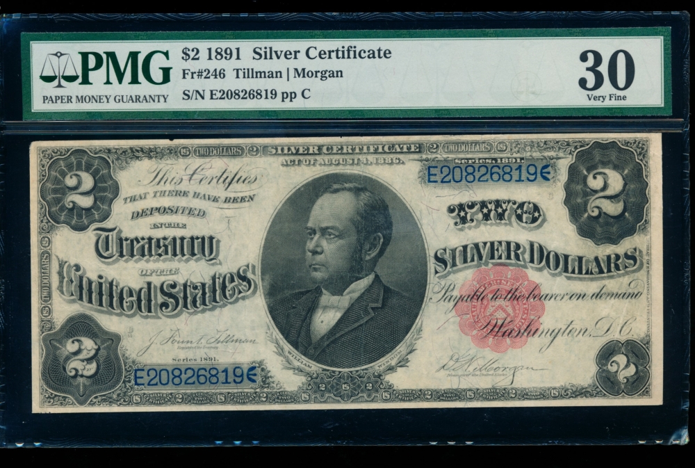 Fr. 246 1891 $2  Silver Certificate  PMG 30 E20826819