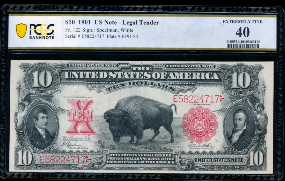 Fr. 122 1901 $10  Legal Tender  PCGS 40 E58224717
