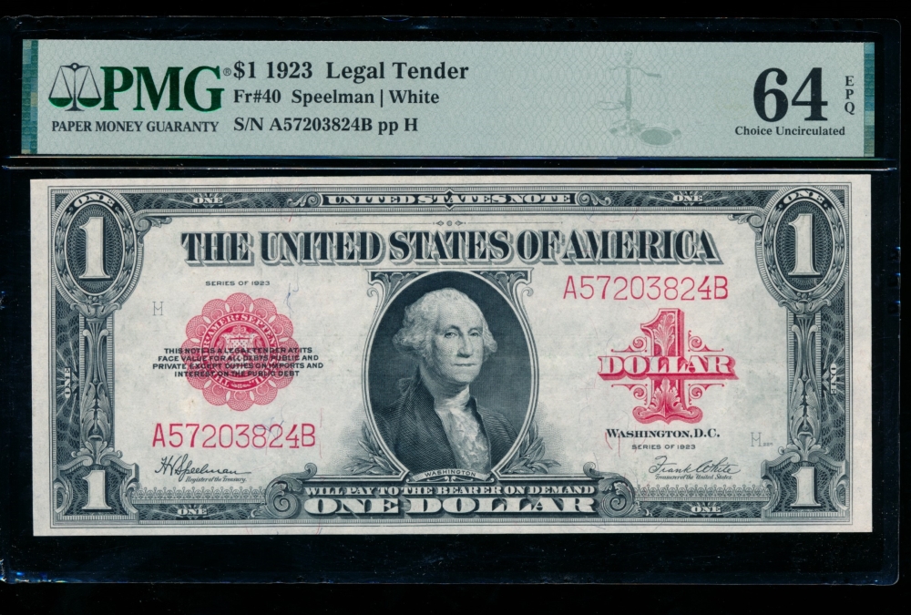 Fr. 40 1923 $1  Legal Tender  PMG 64EPQ A57203824B