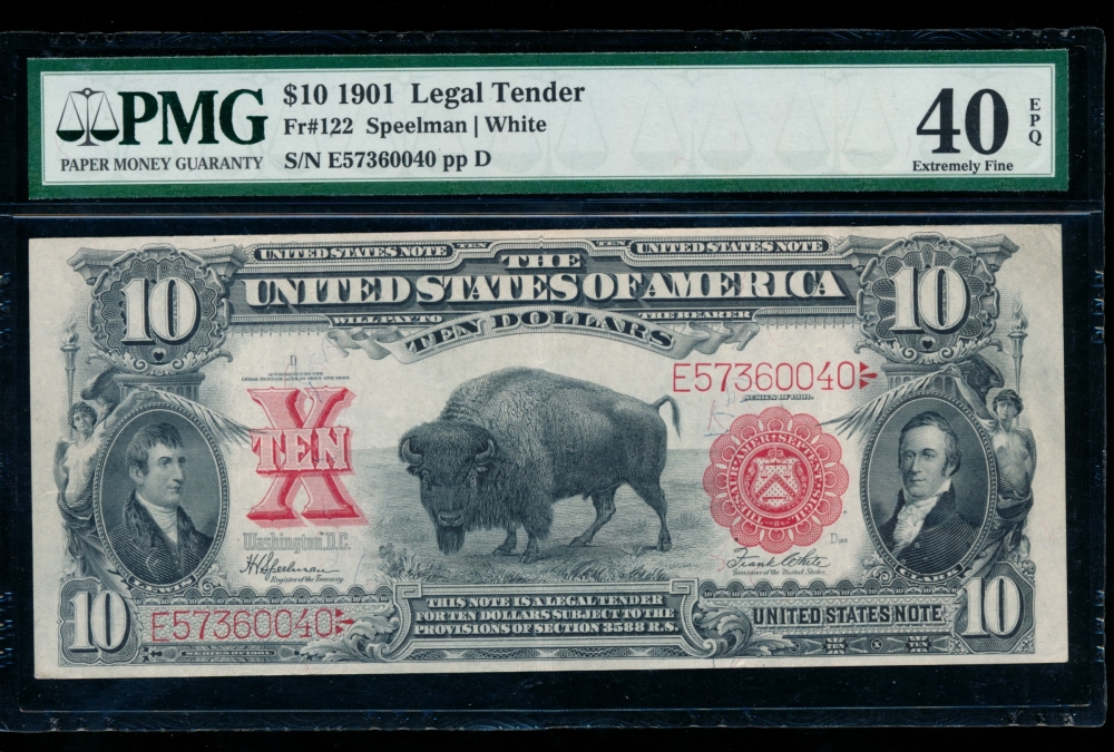Fr. 122 1901 $10  Legal Tender  PMG 40EPQ E57360040