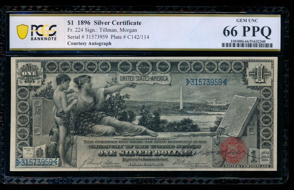 Fr. 224 1896 $1  Silver Certificate  PCGS 66PPQ 31573959