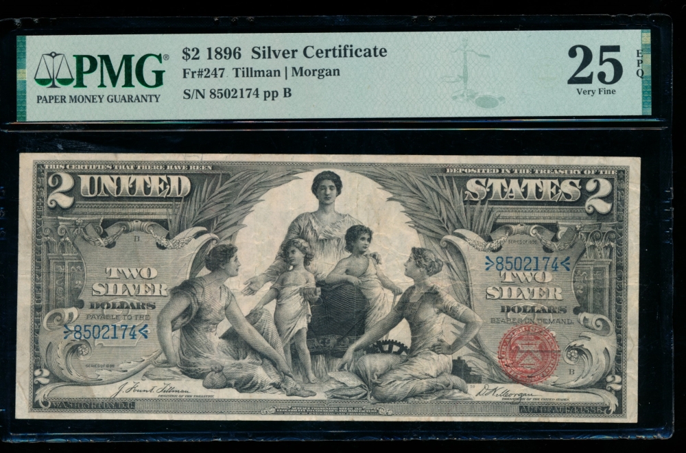 Fr. 247 1896 $2  Silver Certificate  PMG 25EPQ 8502174