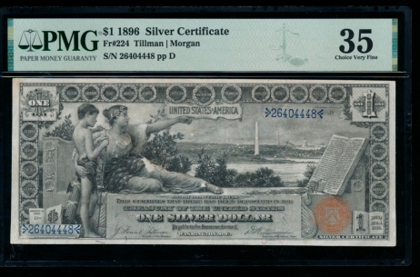 Fr. 224 1896 $1  Silver Certificate  PMG 35 commebt 26404448