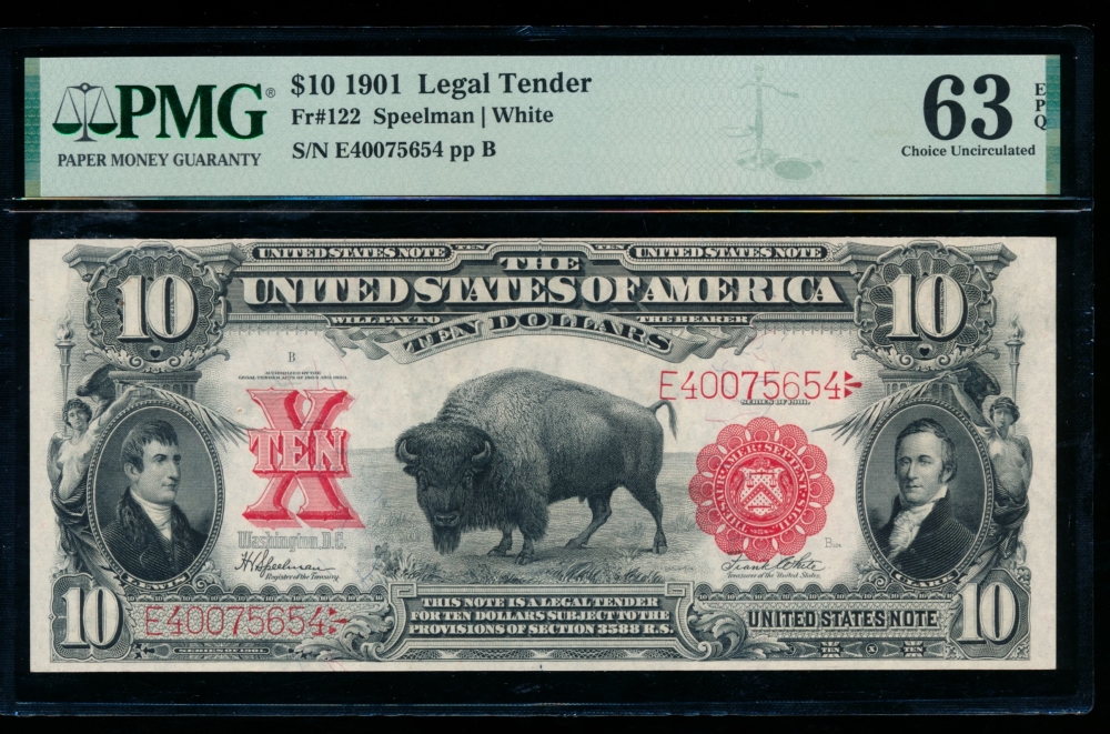 Fr. 122 1901 $10  Legal Tender  PMG 63EPQ E40075654