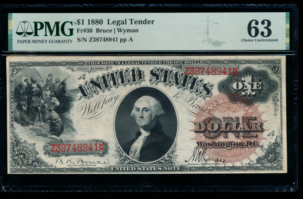 Fr. 30 1880 $1  Legal Tender  PMG 63 Z38748941
