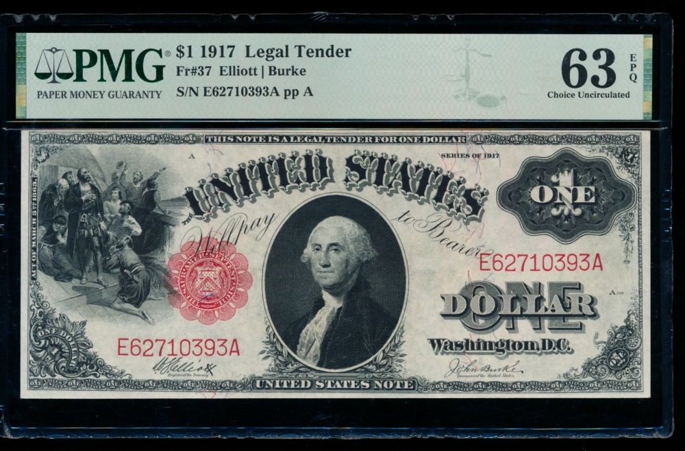 Fr. 37 1917 $1  Legal Tender  PMG 63EPQ E62710393A