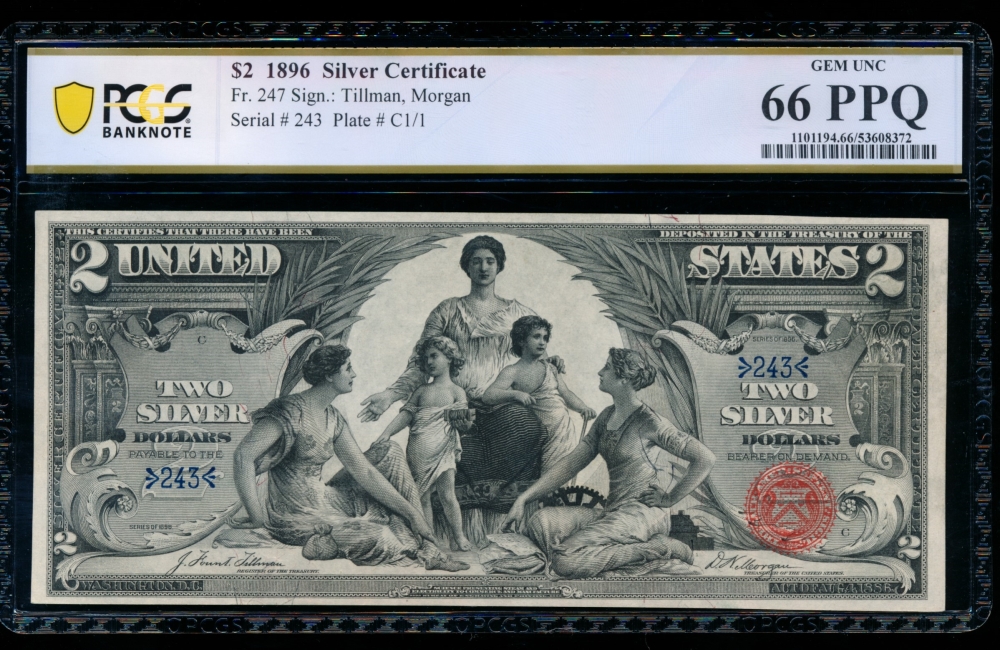 Fr. 247 1896 $2  Silver Certificate  PCGS 66PPQ 243