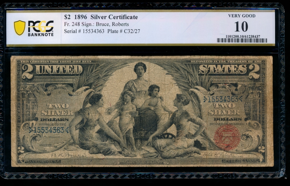 Fr. 248 1896 $2  Silver Certificate  PCGS 10 comment 15534363