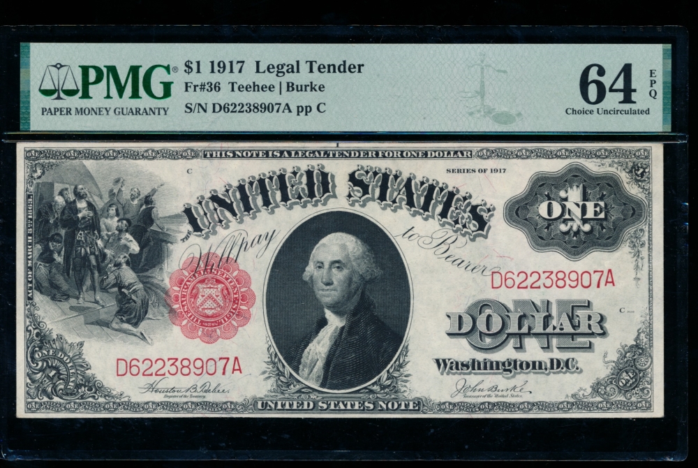 Fr. 36 1917 $1  Legal Tender  PMG 64EPQ D62238907A