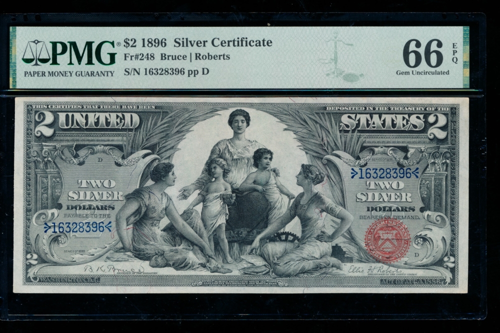 Fr. 248 1896 $2  Silver Certificate  PMG 66EPQ 16328396