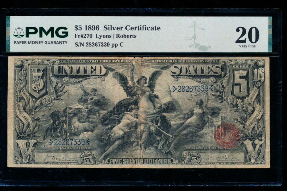 Fr. 270 1896 $5  Silver Certificate  PMG 20 28267339