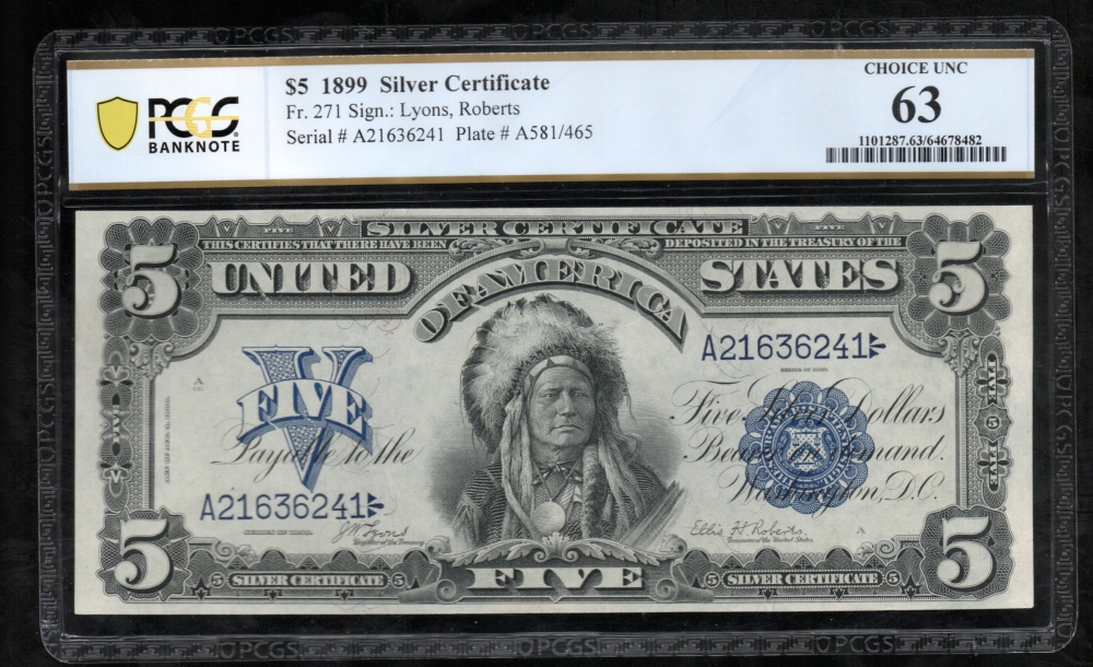 Fr. 271 1899 $5  Silver Certificate  PCGS 63 A216326241