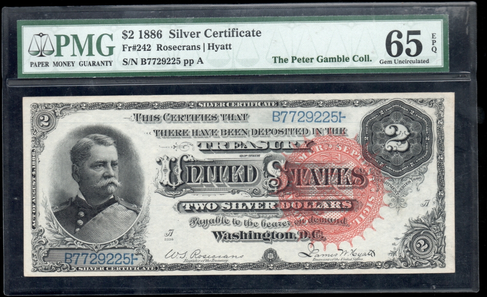 Fr. 242 1886 $2  Silver Certificate  PMG 65EPQ B7729225