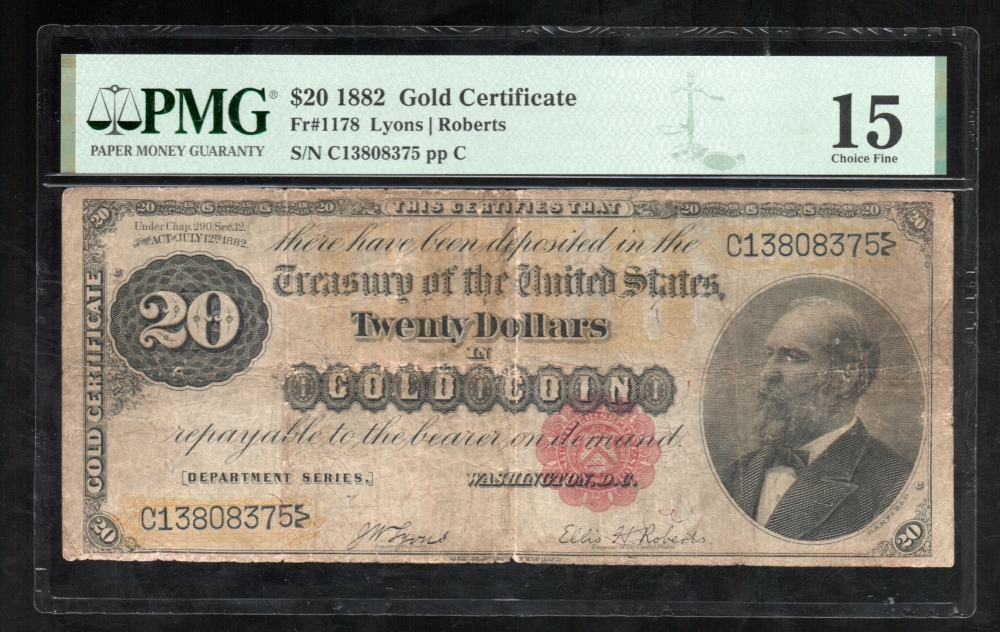 Fr. 1178 1182 $20  Gold Certificate  PMG 15 C1308375