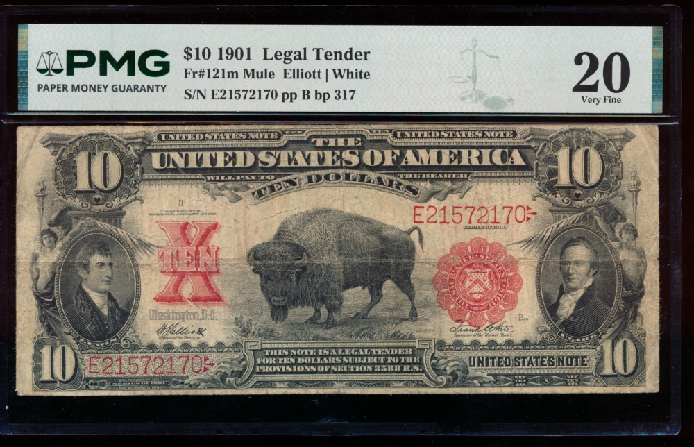 Fr. 121 1901 $10  Legal Tender  PMG 20 E21572170