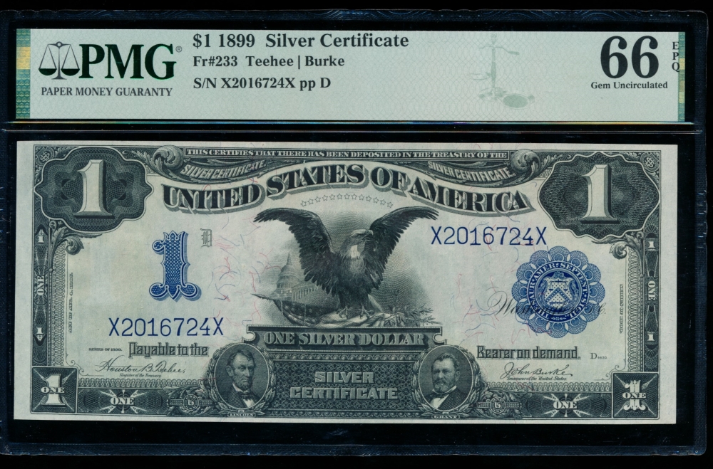 Fr. 233 1899 $1  Silver Certificate  PMG 66EPQ X2016724X